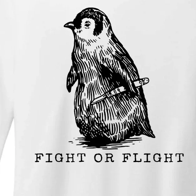 Fight Or Flight Funny Penguin Meme Womens CVC Long Sleeve Shirt