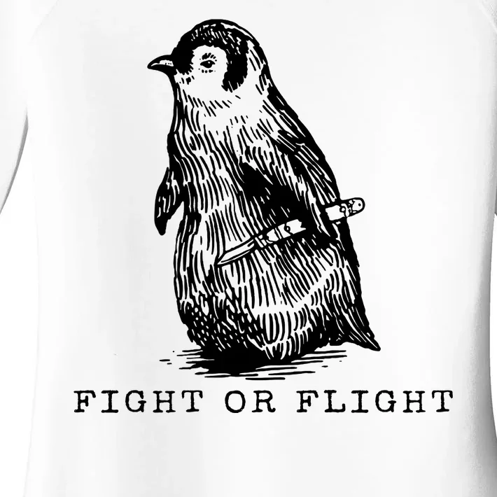 Fight Or Flight Funny Penguin Meme Women's Perfect Tri Tunic Long Sleeve Shirt