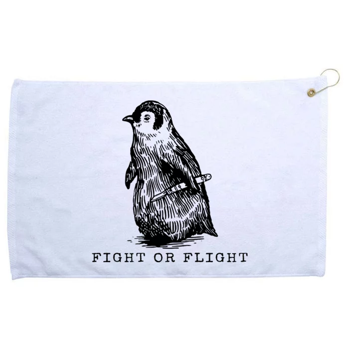 Fight Or Flight Funny Penguin Meme Grommeted Golf Towel