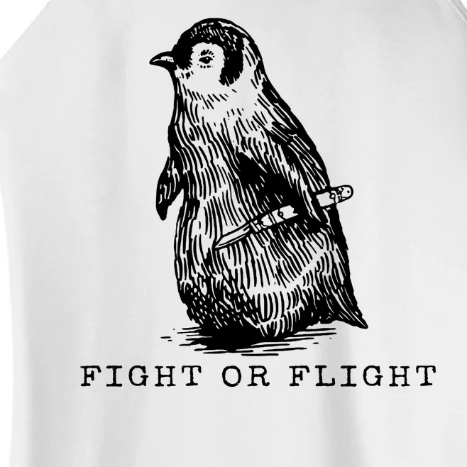 Fight Or Flight Funny Penguin Meme Women’s Perfect Tri Rocker Tank