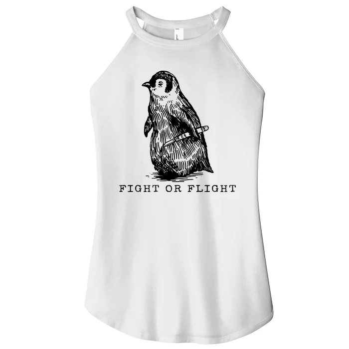 Fight Or Flight Funny Penguin Meme Women’s Perfect Tri Rocker Tank