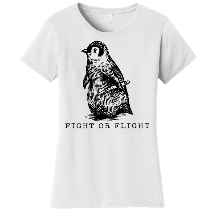 Fight Or Flight Funny Penguin Meme Women's T-Shirt