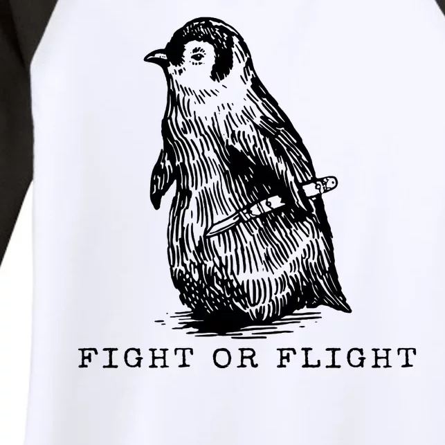 Fight Or Flight Funny Penguin Meme Women's Tri-Blend 3/4-Sleeve Raglan Shirt