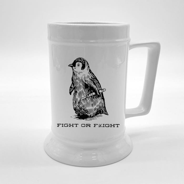 Fight Or Flight Funny Penguin Pun Fight Or Flight Front & Back Beer Stein