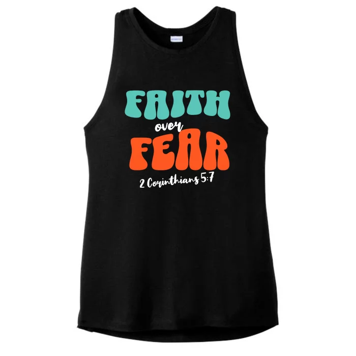 Faith Over Fear Christian Motivational Ladies Tri-Blend Wicking Tank