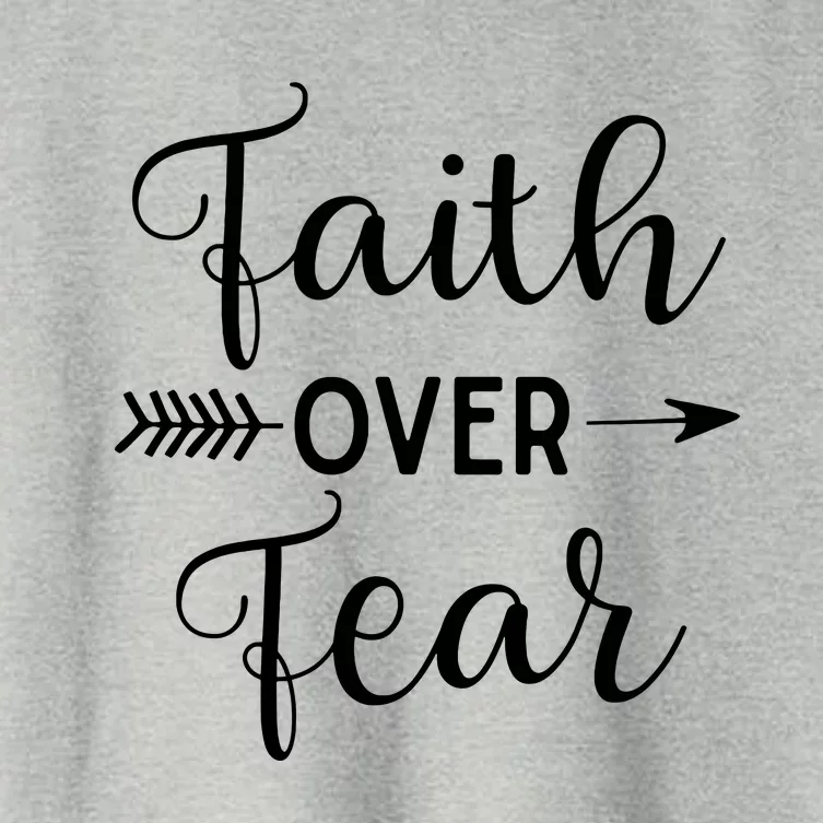 Faith Over Fear Arrow Cute Lettering Inspirational Christian Women's Crop Top Tee