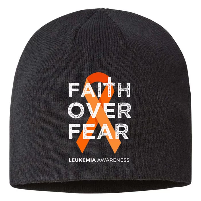 Faith Over Fear Orange Ribbon Fight Leukemia Awareness 8 1/2in Sustainable Knit Beanie