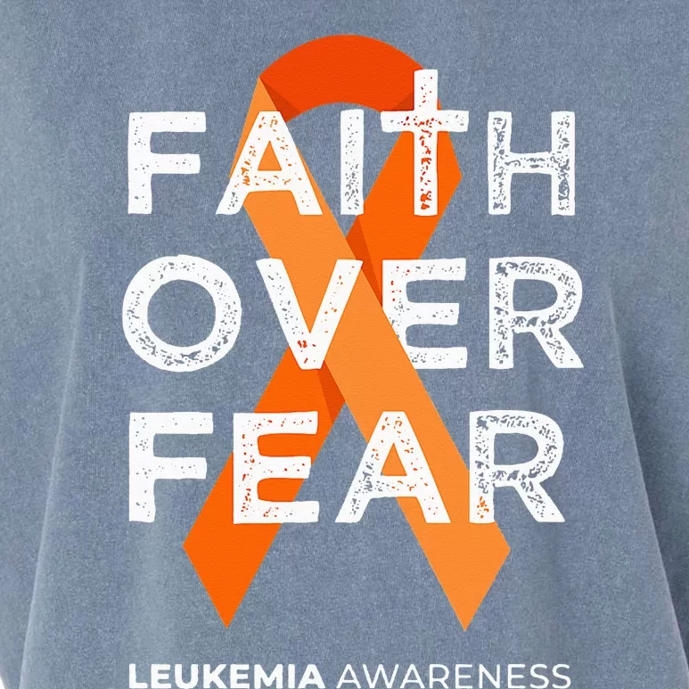 Faith Over Fear Orange Ribbon Fight Leukemia Awareness Garment-Dyed Women's Muscle Tee