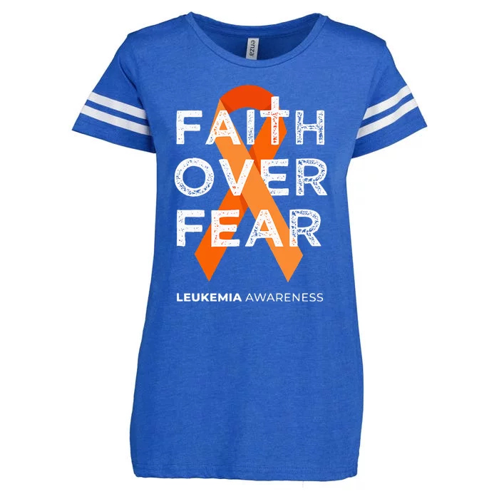 Faith Over Fear Orange Ribbon Fight Leukemia Awareness Enza Ladies Jersey Football T-Shirt