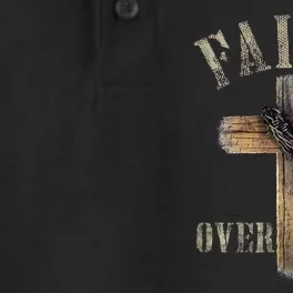 Faith Over Fear American Christian Cross God Jesus Dry Zone Grid Performance Polo