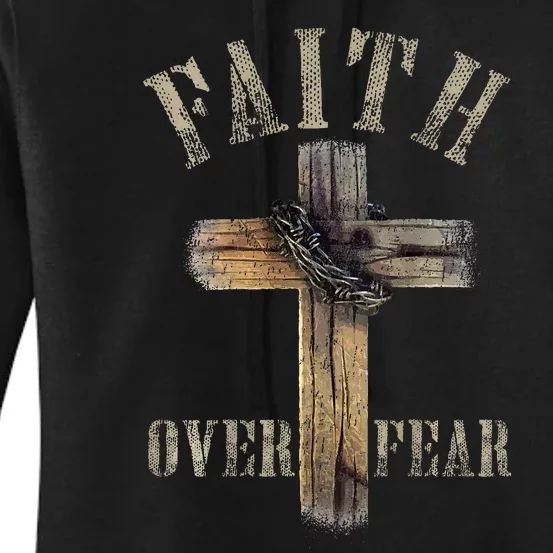 Faith Over Fear American Christian Cross God Jesus Women's Pullover Hoodie