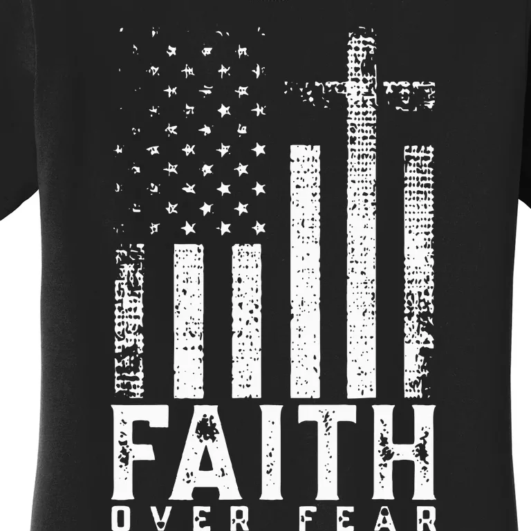 Faith Over Fears Cool Christian Cross American USA Flag Gym Women's T-Shirt