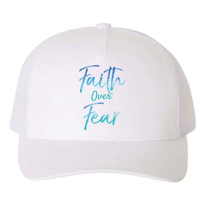 Faith Over Fear Vintage Inspirational Bold Christian Yupoong Adult 5-Panel Trucker Hat