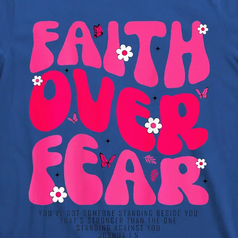 Faith Over Fear Christian Women Jesus Religious Floral T-Shirt