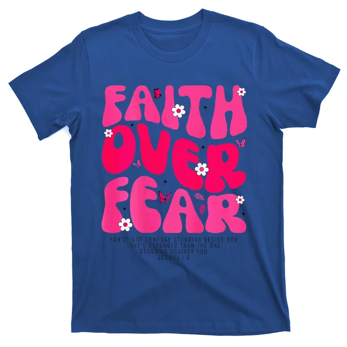 Faith Over Fear Christian Women Jesus Religious Floral T-Shirt