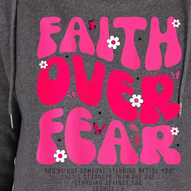 Faith Over Fear Christian Women Jesus Religious Floral Womens Funnel Neck Pullover Hood