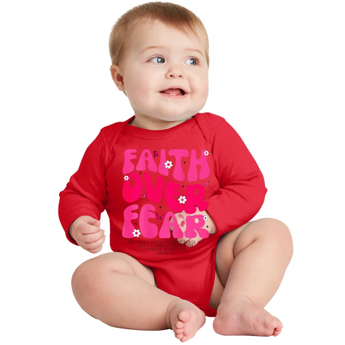 Faith Over Fear Christian Women Jesus Religious Floral Baby Long Sleeve Bodysuit