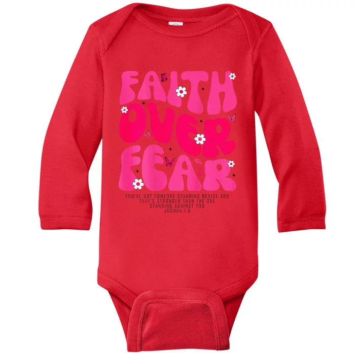 Faith Over Fear Christian Women Jesus Religious Floral Baby Long Sleeve Bodysuit