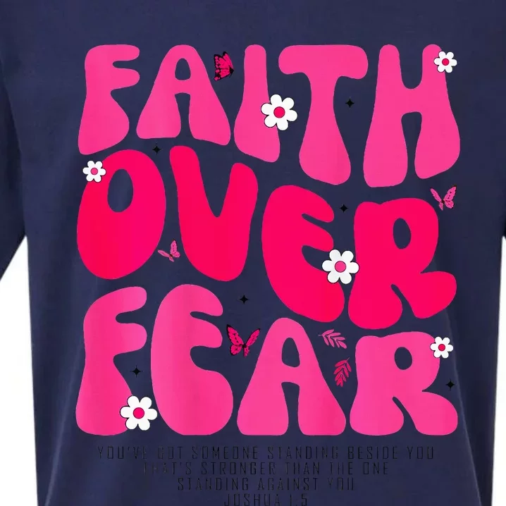 Faith Over Fear Christian Women Jesus Religious Floral Sueded Cloud Jersey T-Shirt