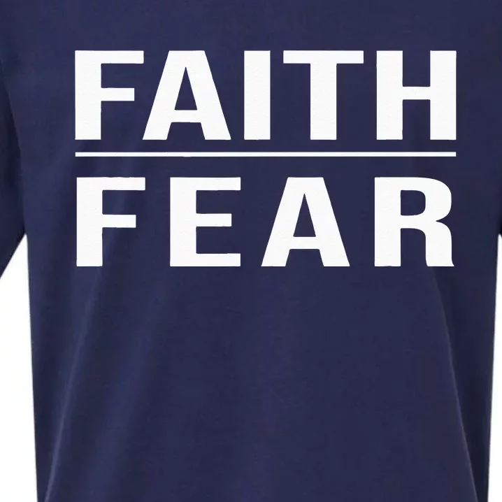 Faith Over Fear Christian For Men Faith Based Gift Sueded Cloud Jersey T-Shirt