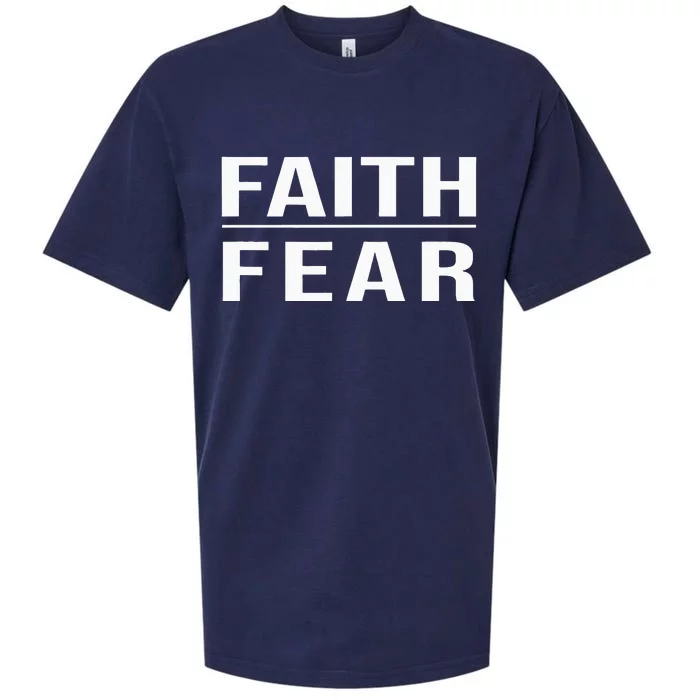 Faith Over Fear Christian For Men Faith Based Gift Sueded Cloud Jersey T-Shirt