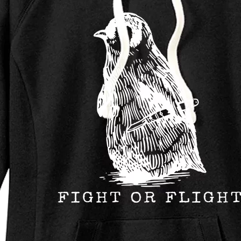 Fight Or Flight Funny Penguin Meme Women's Fleece Hoodie