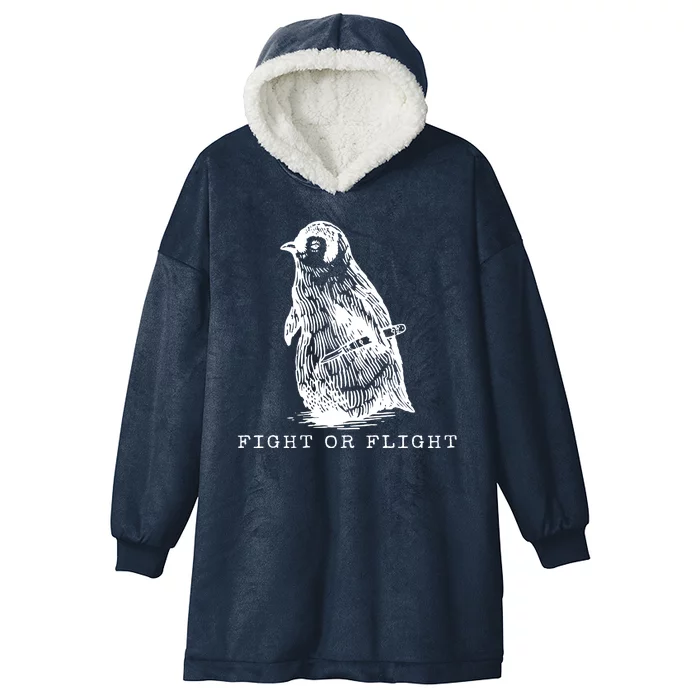 Fight Or Flight Funny Penguin Meme Hooded Wearable Blanket