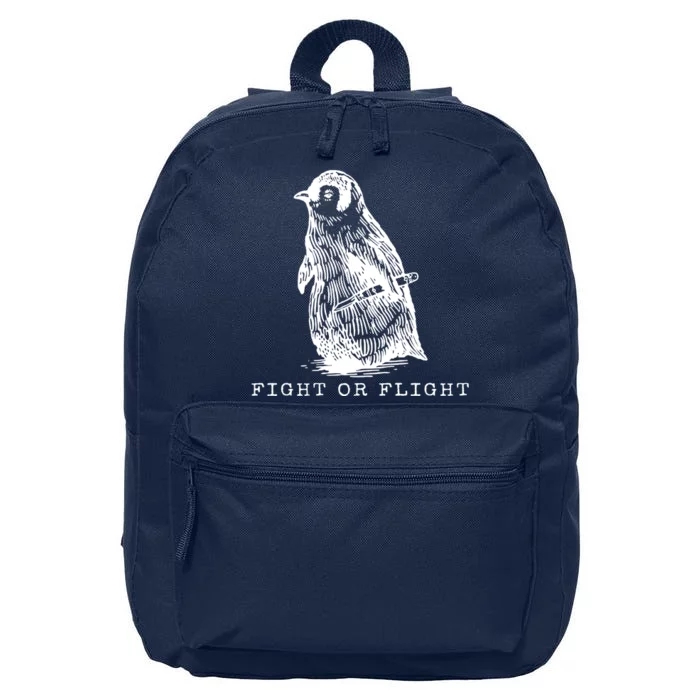 Fight Or Flight Funny Penguin Meme 16 in Basic Backpack