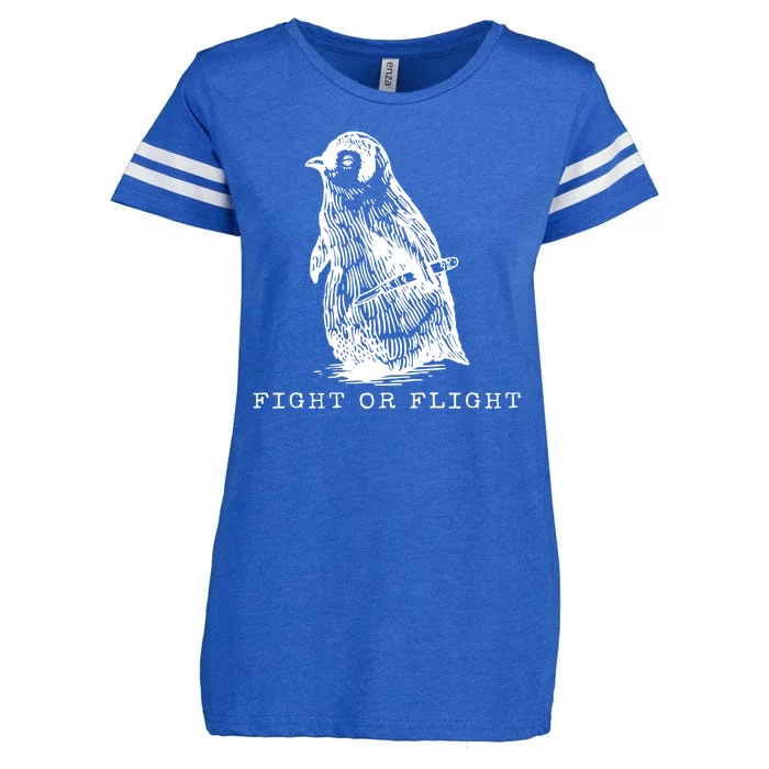 Fight Or Flight Funny Penguin Meme Enza Ladies Jersey Football T-Shirt