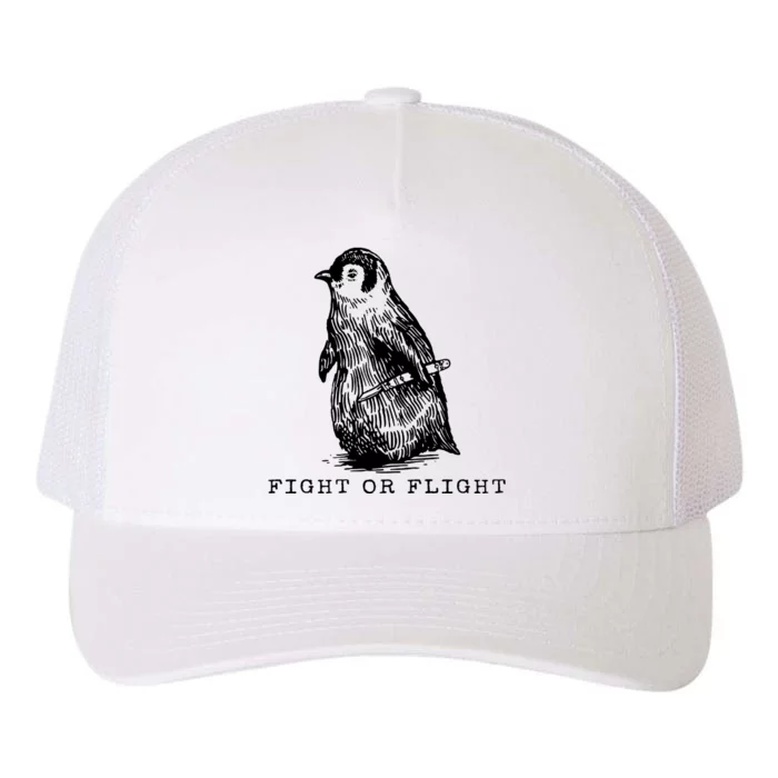 Fight Or Flight Funny Penguin Meme Yupoong Adult 5-Panel Trucker Hat