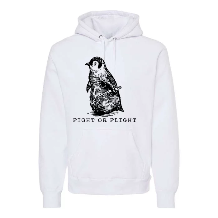 Fight Or Flight Funny Penguin Meme Premium Hoodie