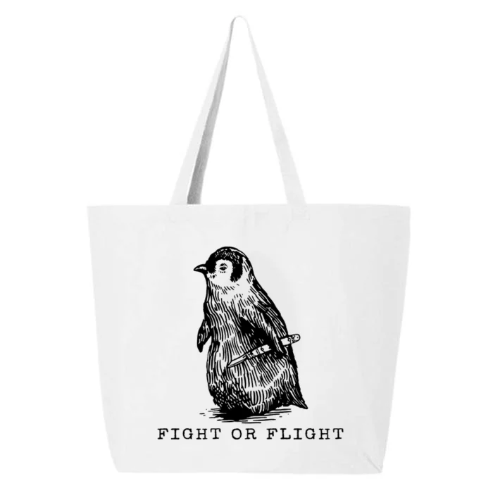 Fight Or Flight Funny Penguin Meme 25L Jumbo Tote