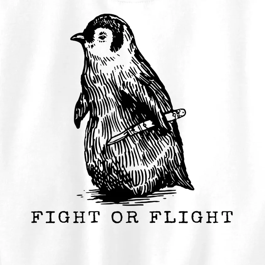 Fight Or Flight Funny Penguin Meme Kids Sweatshirt