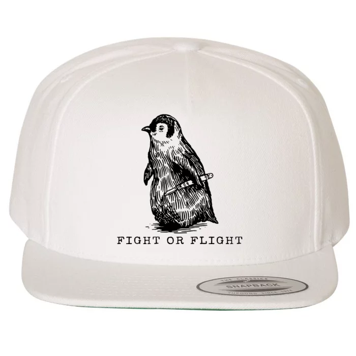 Fight Or Flight Funny Penguin Meme Wool Snapback Cap