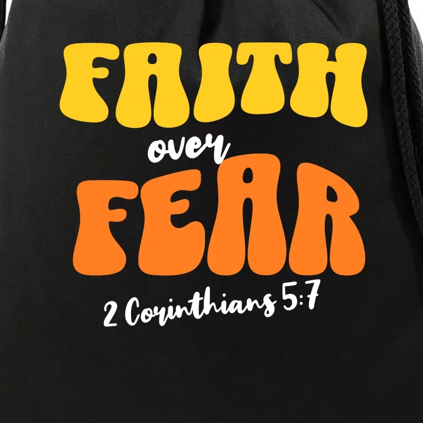 Faith Over Fear Christian Motivational Drawstring Bag