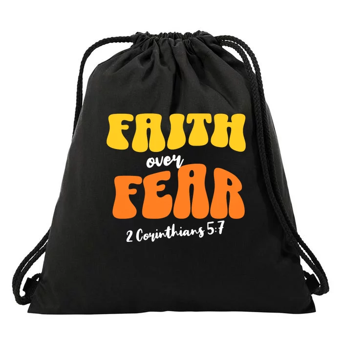 Faith Over Fear Christian Motivational Drawstring Bag