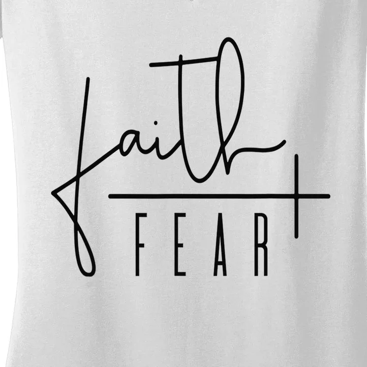 Faith Over Fear Jesus Religious Faith Christian Women's V-Neck T-Shirt