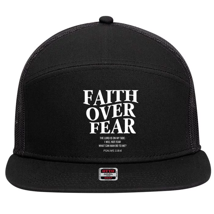 Faith Over Fear Christian Jesus 7 Panel Mesh Trucker Snapback Hat