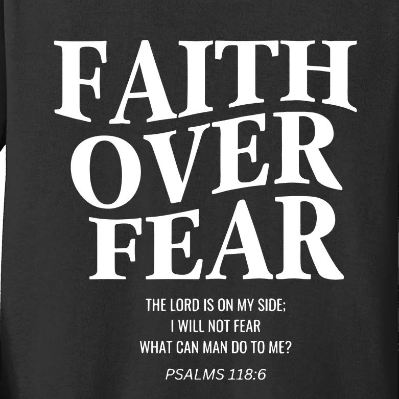 Faith Over Fear Christian Jesus Kids Long Sleeve Shirt