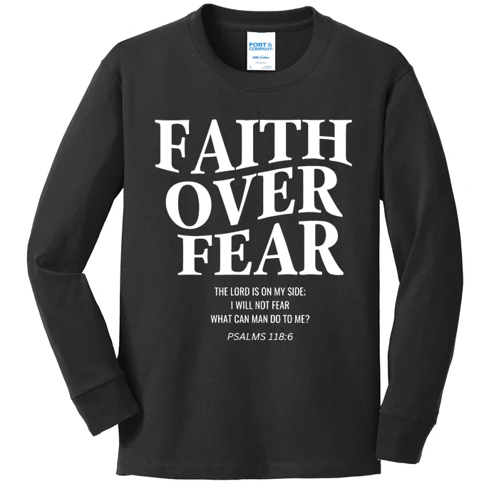 Faith Over Fear Christian Jesus Kids Long Sleeve Shirt