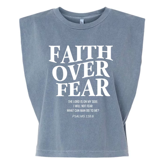 Faith Over Fear Christian Jesus Garment-Dyed Women's Muscle Tee