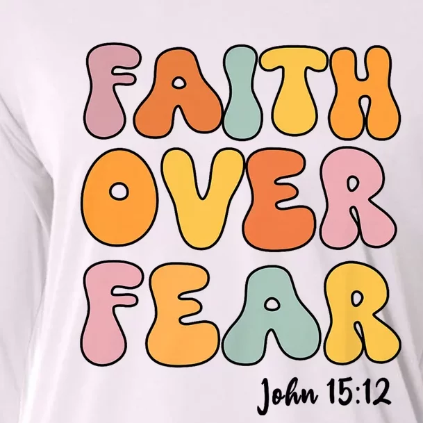 Faith Over Fear Christianjesus Cute Teen Girl Cooling Performance Long Sleeve Crew