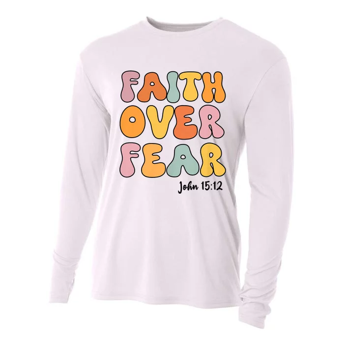 Faith Over Fear Christianjesus Cute Teen Girl Cooling Performance Long Sleeve Crew