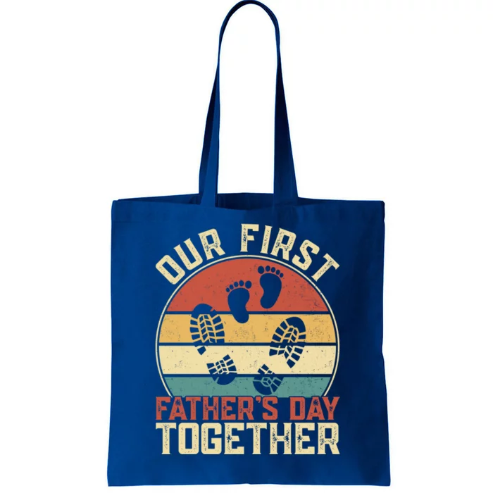 Funny Our First Fathers Day Together Shoes Family Matching Cute Gift Tote Bag