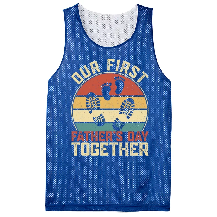 Funny Our First Fathers Day Together Shoes Family Matching Cute Gift Mesh Reversible Basketball Jersey Tank