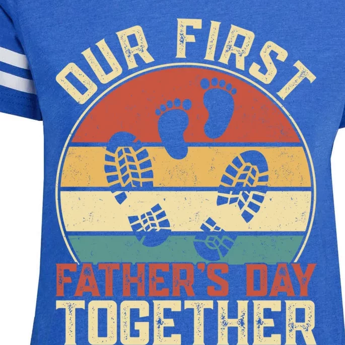 Funny Our First Fathers Day Together Shoes Family Matching Cute Gift Enza Ladies Jersey Football T-Shirt