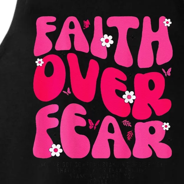 Faith Over Fear Christian Jesus Religious Floral Ladies Tri-Blend Wicking Tank