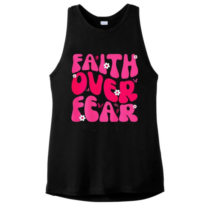 Faith Over Fear Christian Jesus Religious Floral Ladies Tri-Blend Wicking Tank