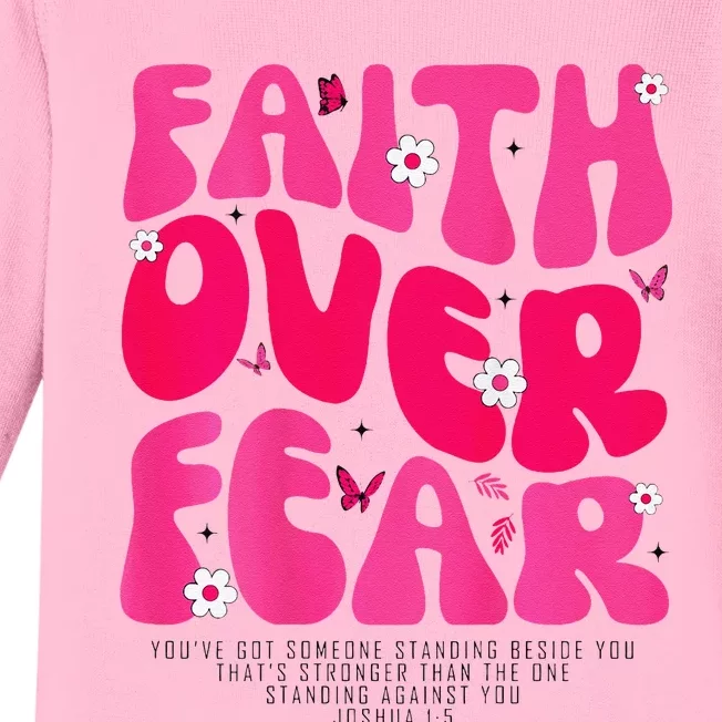 Faith Over Fear Christian Jesus Religious Floral Baby Long Sleeve Bodysuit