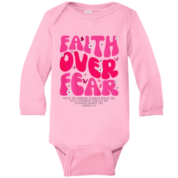 Faith Over Fear Christian Jesus Religious Floral Baby Long Sleeve Bodysuit